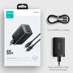 JOYROOM TCG01 GaN Ultra 65W 2 Type-C + 1 USB Fast Charger with 1.2m Type-C Cable, EU Plug, UK Plug - Image 9