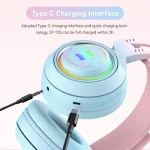 T25 RGB Stereo Cat Ear Bluetooth Wireless Headphones with Detachable Microphone - Image 8