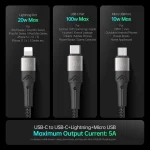 DUZZONA A4 5A USB-C / Type-C to USB-C / Type-C + 8 Pin + Micro USB Fast Charging Data Cable, Cable Length: 1.3m - Image 2