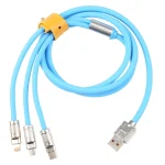 Mech Series 6A 120W 3 in 1 Metal Plug Silicone Fast Charging Data Cable, Length: 1.2m, 1.2m 3 in 1 - Image 2