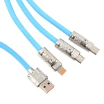 Mech Series 6A 120W 3 in 1 Metal Plug Silicone Fast Charging Data Cable, Length: 1.2m, 1.2m 3 in 1 - Image 3