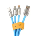 Mech Series 6A 120W 3 in 1 Metal Plug Silicone Fast Charging Data Cable, Length: 1.2m, 1.2m 3 in 1 - Image 4
