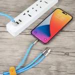 Mech Series 6A 120W 3 in 1 Metal Plug Silicone Fast Charging Data Cable, Length: 1.2m, 1.2m 3 in 1 - Image 6