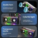 V8 Transparent Mechanical TWS Subwoofer Wireless Bluetooth Speaker, V8 - Image 9