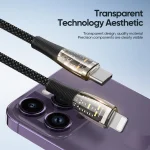 DUZZONA  A5 PD 20W USB-C/Type-C to 8 Pin Transparent Fast Charging Data Cable, Length: 1m, A5 - Image 3