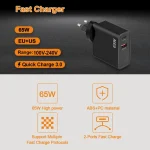 GVDA 65W USB+USB-C/Type-C Fast Charger, EU Plug - Image 5