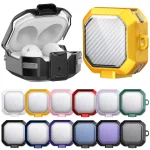 TPU + PC Transparent Carbon Fiber Wireless Earphones Protective Case With Switch, For Samsung Buds Live / Buds2 / Pro / 2Pro - Image 2