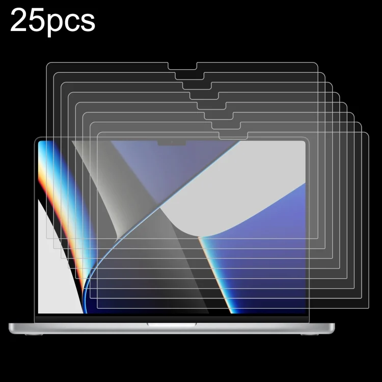 25pcs 9H Laptop Screen Explosion-proof Tempered Glass Protective Film, For MacBook Pro 16.2 inch A2485/A2780(25pcs), For MacBook Pro 14.2 inch A2442/A2779(25pcs)