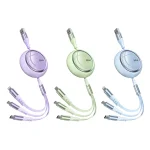 WK WDC-05 66W 3 in 1 USB to 8 Pin + Micro USB + USB-C / Type-C Retractable Fast Charging Data Cable, Length: 1.2m - Image 4