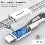 PISEN 3.0A PD Fast Charging Cable, 1m Type-C to 8 Pin - Image 3