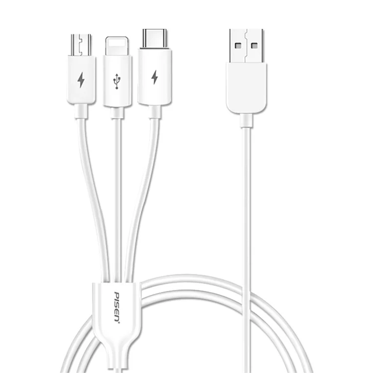 PISEN 3A 3 in 1 Data Cable, 1.2m