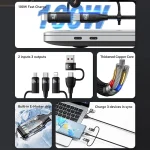 USAMS US-SJ645 U85 1.2m PD100W 6 in 1 Alloy Multifunctional Fast Charging Cable, 1.2m - Image 3