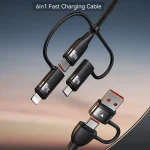 USAMS US-SJ646 U85 2m PD100W 6 in 1 Alloy Multifunctional Fast Charging Cable, 2m - Image 2