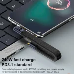 240W 40Gbps USB-C / Type-C Male to USB-C / Type-C Female Side Bend Flexible Board Data Cable - Image 4