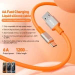 WK WDC-17 6A USB to USB-C/Type-C Silicone Data Cable, Length: 1.2m, USB to Type-C - Image 3