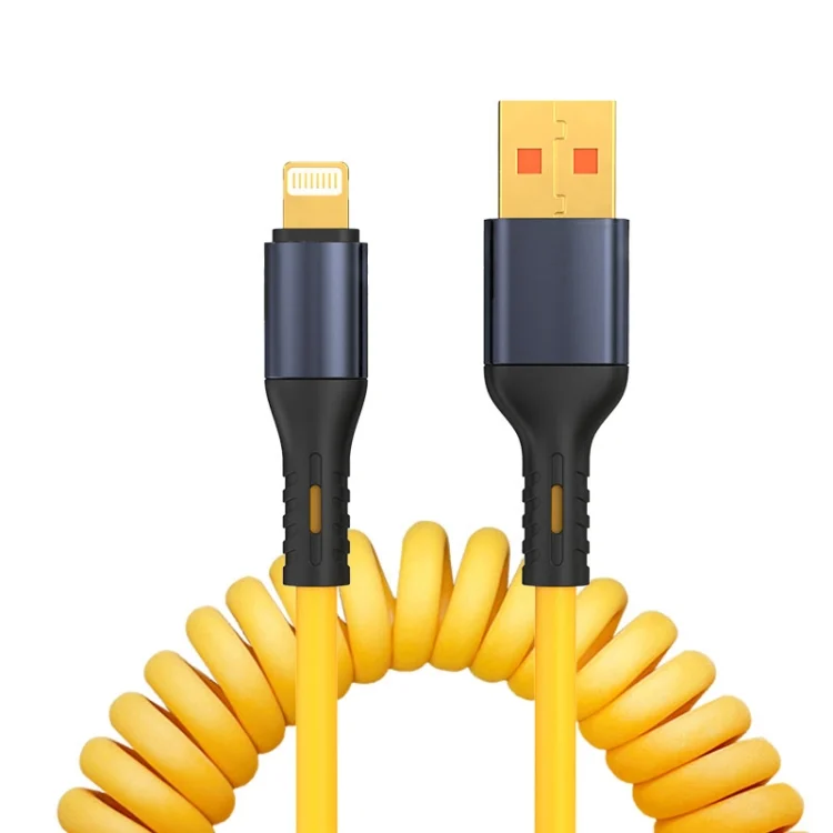 XJ-U101 USB to 8 Pin Spring Charging Data Cable, Length: 1.5m, USB to 8 Pin