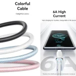 USAMS USB To Type-C 6A Aluminum Alloy Clear LED Fast Charge Data Cable, Length: 1.2m - Image 3