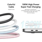 USAMS Type-C To Type-C Aluminum Alloy Clear LED 100W Fast Charge Data Cable, Length:1.2m, Type-C To Type-C - Image 3
