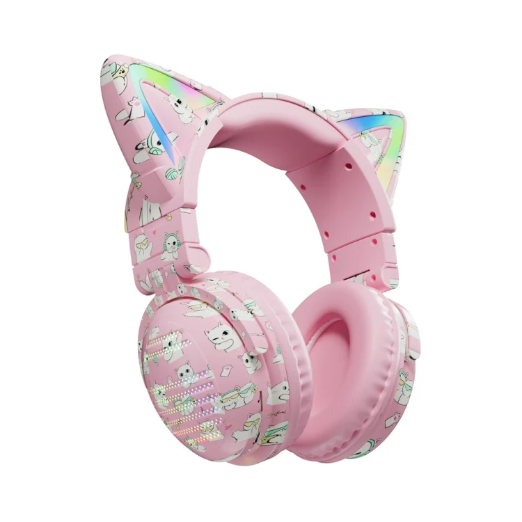 VJ371 Tuya RGB Cat Ear Wireless Bluetooth Earphone with Detachable Microphone