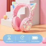 VJ371 Tuya RGB Cat Ear Wireless Bluetooth Earphone with Detachable Microphone - Image 3