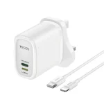 Yesido YC43 PD 20W USB-C / Type-C + 8 Pin Travel Charger with 1m Type-C to 8 Pin Cable, UK Plug, YC43