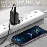 Yesido YC43 PD 20W USB-C / Type-C + 8 Pin Travel Charger with 1m Type-C to 8 Pin Cable, UK Plug, YC43 - Image 2