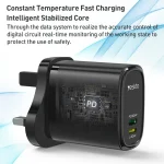 Yesido YC43 PD 20W USB-C / Type-C + 8 Pin Travel Charger with 1m Type-C to 8 Pin Cable, UK Plug, YC43 - Image 4