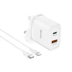 Yesido YC46 PD20W USB-C / Type-C + USB Travel Charger with 1m Type-C to 8 Pin Cable, UK Plug, YC46