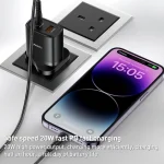 Yesido YC46 PD20W USB-C / Type-C + USB Travel Charger with 1m Type-C to 8 Pin Cable, UK Plug, YC46 - Image 2