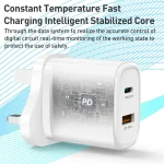 Yesido YC46 PD20W USB-C / Type-C + USB Travel Charger with 1m Type-C to 8 Pin Cable, UK Plug, YC46 - Image 3