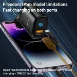 Yesido YC46 PD20W USB-C / Type-C + USB Travel Charger with 1m Type-C to 8 Pin Cable, UK Plug, YC46 - Image 4