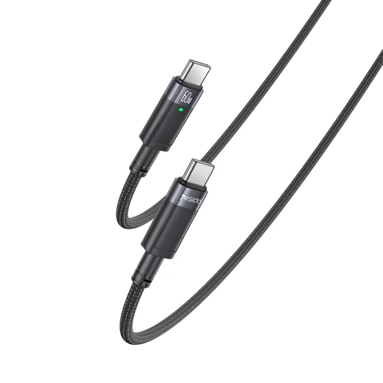 YESIDO CA160 1.2m 60W USB-C / Type-C to Type-C Auto Power-off Charging Cable, Type-C to Type-C