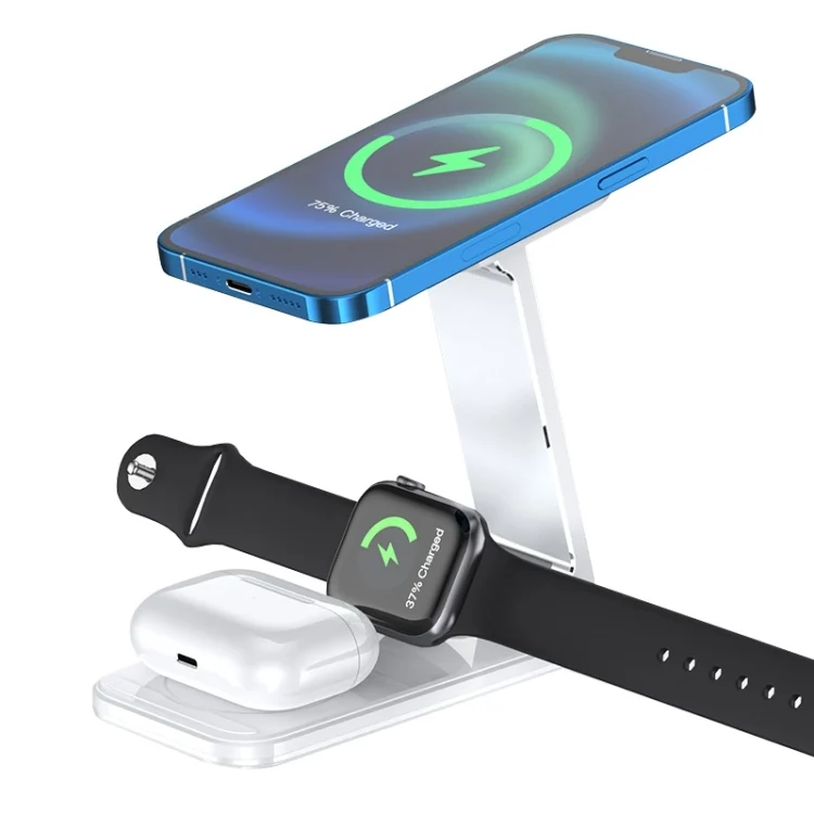 S16 15W 3 in 1 Foldable Wireless Fast Charging Phone Holder, S16