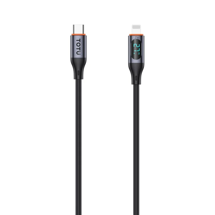 TOTU CB-7-PD 27W USB-C / Type-C to 8 Pin Digital Display Fast Charging Silicone Cable, Length: 1m, CB-7-PD