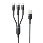 Yesido CA91 3A 3 in 1 USB to 8 Pin+USB-C/Type-C+Micro USB Aluminum Alloy Data Cable, Length: 1m