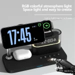 CO9 15W 5 in 1 Multifunctional Wireless Charger Bedside Clock Lamp, 5 in 1 - Image 7