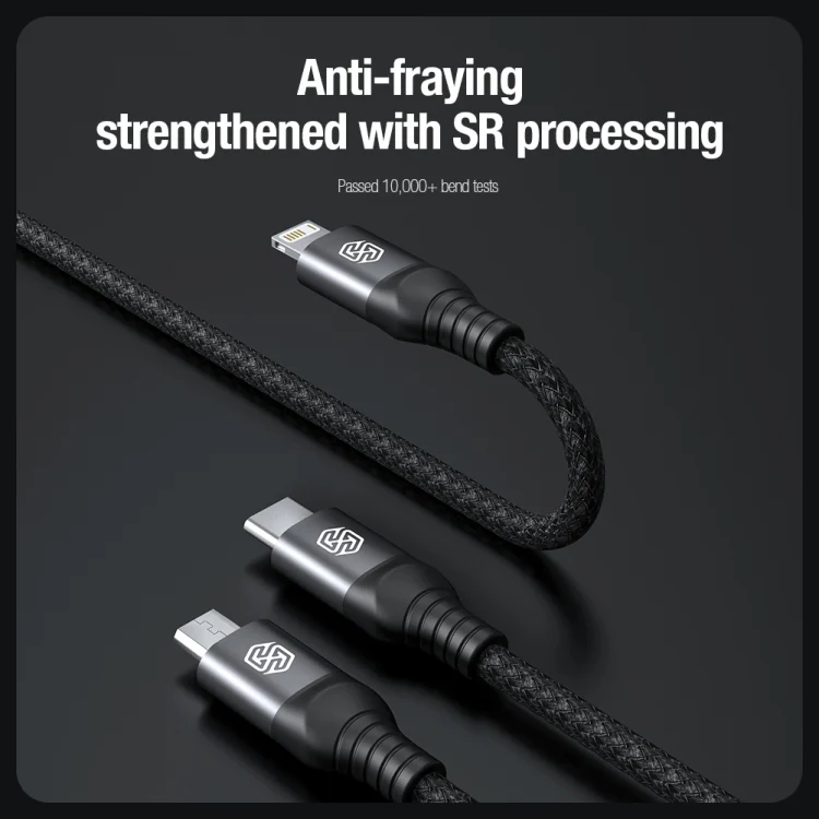 EDA0062116_B7.webp Nillkin Swift Pro 1m 3 in 1 USB to 8 Pin + Type-C + Micro USB Fast Charging Cable - Image 8