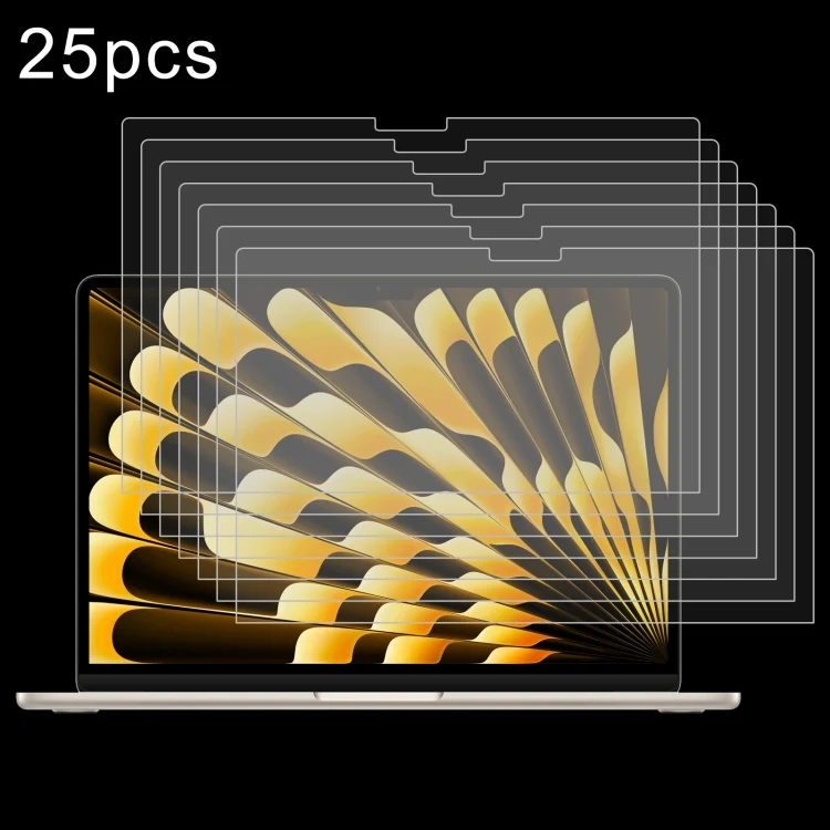 25pcs 0.26mm 9H Surface Hardness Explosion-proof Tempered Glass Film, For Macbook Air 13.6 2023/2024/2025, For Macbook Air 15.3 2023/2024/2025