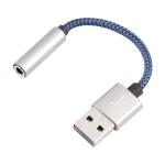 USB Male to 3.5mm Female Weave Texture Audio Adapter