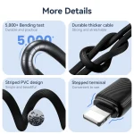 USAMS US-SJ697 USB-C / Type-C to 8 Pin 30W Striped Fast Charge Data Cable, 1m, 2m, 3m - Image 10