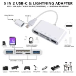 AJ-108PRO 6 in 2 USB-C / Type-C + 8 Pin Interface Multi-function Camera Card Reader, 6 in 2 Type-C + 8 Pin - Image 3