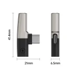 2 in 1 USB-C / Type-C to 3.5mm + USB-C / Type-C DAC Audio Phone Charging Adapter, Type-C to 3.5mm + Type-C - Image 2