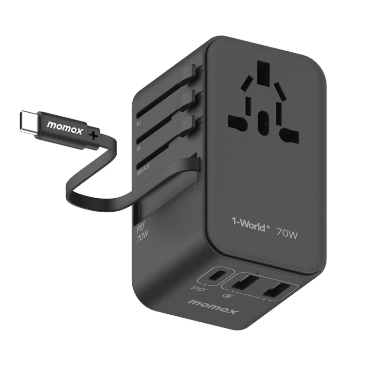 MOMAX 1-World+ 70W Gallium Nitride Expansion Cable Global Conversion Socket Power Adapter