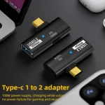 2 in 1 10Gbps PD 100W USB-C / Type-C Charging Side-bend Transfer Adapter - Image 2