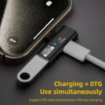 2 in 1 10Gbps PD 100W USB-C / Type-C Charging Side-bend Transfer Adapter - Image 3