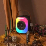 NewRixing NR168W Portable Colorful Bluetooth Speaker Home Dual Mic Karaoke Speaker - Image 5