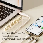 ROCK G20 Two to Three 5A USB+Type-C to 8 Pin+Type-C+Micro USB Fast Charging Data Cable, Length: 1.5m, 2 to 3 - Image 7