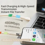 ROCK G20 2 in 1 5A USB-C/Type-C to USB-C/Type-C+8 Pin Transparent Fast Charging Data Cable, Length: 1.5m, 2 in 1 - Image 6