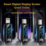 Charging Adapter with Digital Display, 8 Pin Male to Type-C Female 35W, Type-C Male to 8 Pin Female 35W, Type-C Male to Type-C Female 140W - Image 3