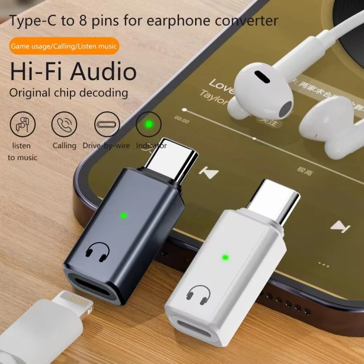 EDA0065892_B4.webp 8 Pin Female to Type-C Male Adapter Hi-Fi Audio Sound Card Connector, Charging + Audio - Image 5